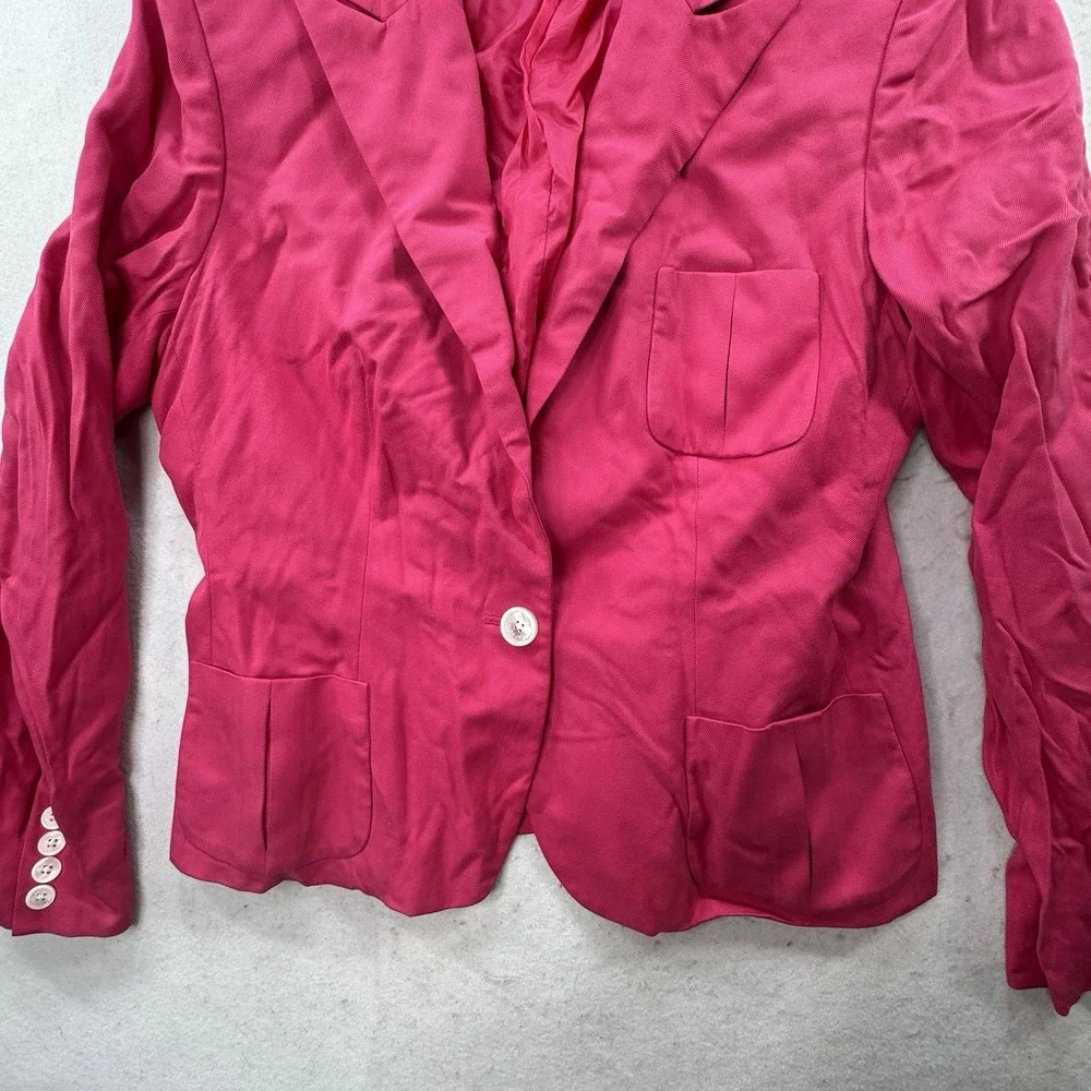 Ralph‎ Lauren Blazer Jacket Womens Fitted 12/14 100% Silk Designer Hot Pink Glam